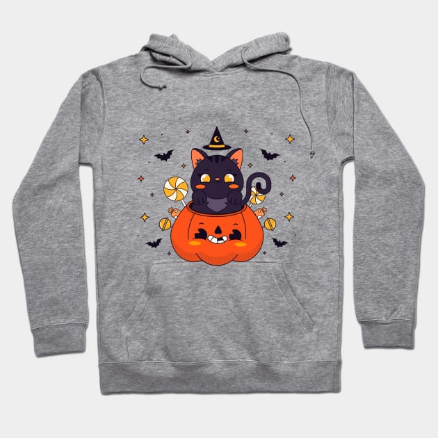 Halloween - Cat - New Year - Pumpkin Hoodie by  El-Aal